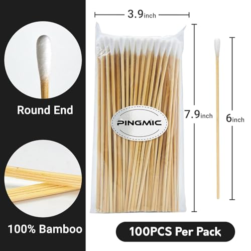200 Pcs 6" Cotton Swabs Bamboo Sticks - Lint Free
