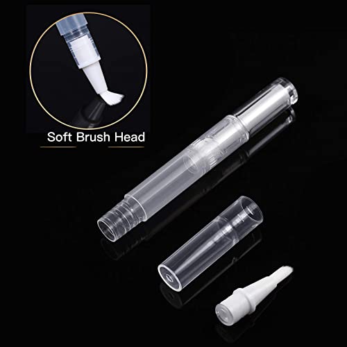100 Pieces 3 ml Empty Cuticle Oil Pen, Empty Nail Oil Pen, Transparent Twist Pens with Brush Tip, Cosmetic Lip Gloss Containers Eyelash Growth Liquid Tube, with 5 Stickers