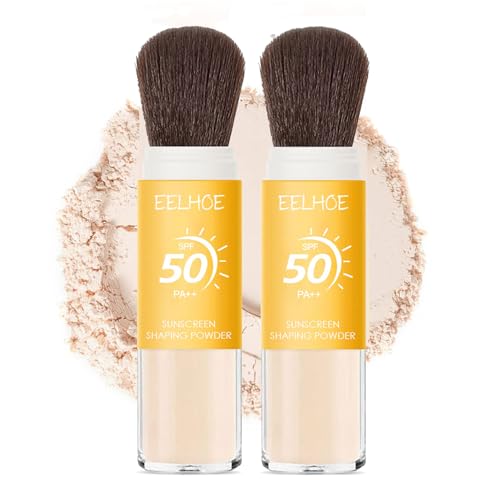 2Pcs Setting Powder, Translucent Natural Matte Finish,Oil Control Lightweight,Mineral Brush Powder,Natural Matte Finish,Long-lasting Brush Face Powder,Waterproof and Sweatproof Setting Powder (B, 2)