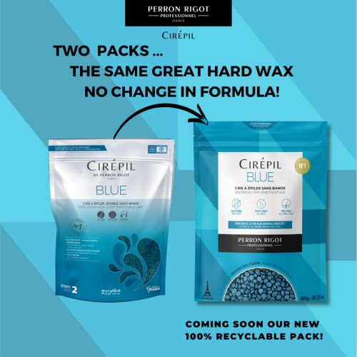 Cirepil Blue Stripless Hard Wax Beads 28.22oz Bag for Hair Removal