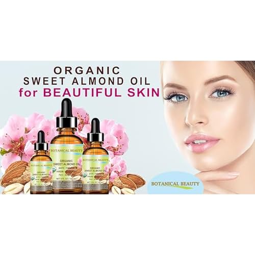 Botanical Beauty? Organic SWEET ALMOND OIL 100% Pure Natural Virgin Unrefined Undiluted Cold Pressed Carrier Oil for Face, Skin, Body, Hair, Massage, Nails. 2 Fl. oz - 60 ml