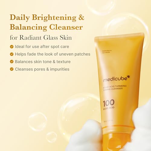 medicube Kojic Acid Body Wash & Glow Spray Duo: Kojic Acid Turmeric Brightening Body Wash and Turmeric Vitamin Gold Jelly Mist Serum | 2-Step Cleanse & Spray for Glowing Body, Post-Shower Routine