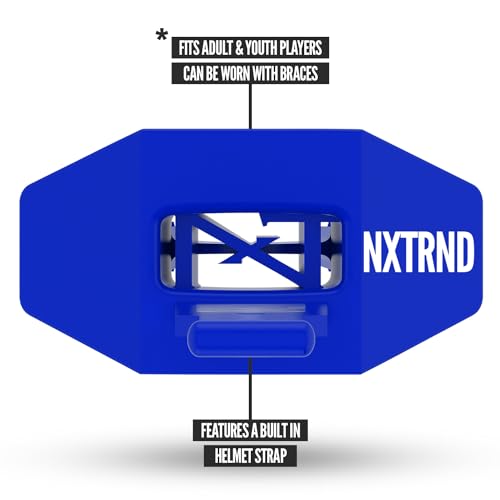 Nxtrnd TWO Football Mouth Guard, Football Mouthpiece with Strap, Fits Adult & Youth (Blue)