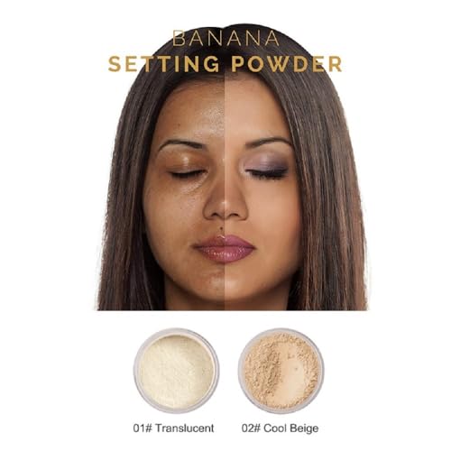 2 Pack PHOERA Setting Powder with Velour Puff, Cool Beige