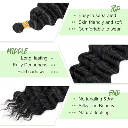 EERYA Deep Wave Crochet Braiding Hair 18 Inch 2 Pack