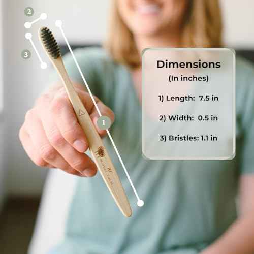 ME MOTHER EARTH Bamboo Charcoal Toothbrush Pack, Medium Soft Bristle Brush, Charcoal Infused Bristles, Biodegradable & Eco Friendly, Sustainable Bamboo (Pack of 4)