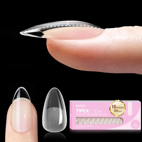 Beetles Tipex Lite Instant Apex Nail Tips, Short Almond, 16 Sizes