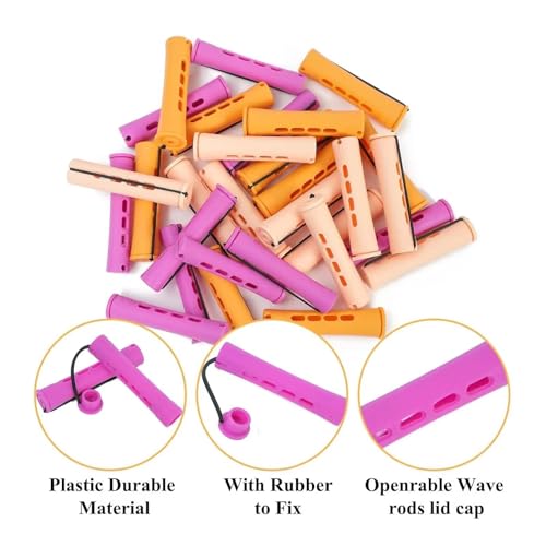60 Pcs Perm Rods Set for Natural Hair - 3 Sizes Cold Wave Rods