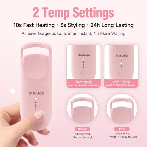 DUDUDU Heated Eyelash Curler - 2-Temp Portable Lash Curler