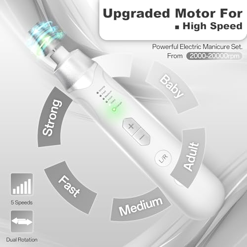 Cordless Electric Nail File Drill with LED Light & 10 Accessories