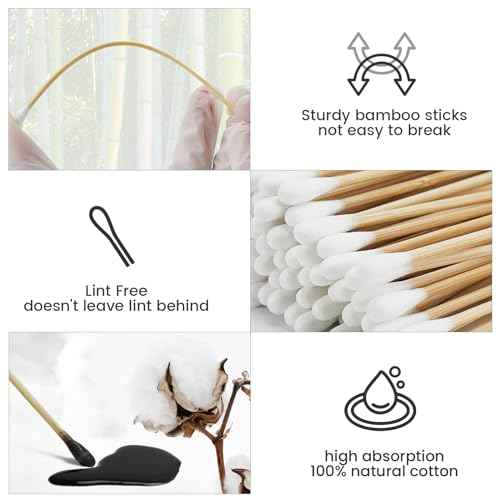 1000 PCS Long Cotton Swabs with Wooden Sticks, Lint- Free Highly Absorbent Long Cleaning Swabs, Cotton Tipped Applicators for Eye Ears, Makeup, Gun Applicators, Oil, Pet Care