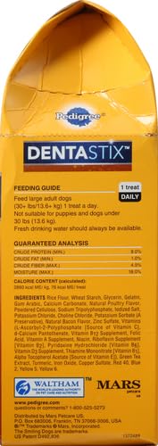 PEDIGREE DENTASTIX Large Dog Dental Treats Bacon Flavor Dental Bones, 1.72 lb. Pack (32 Treats)