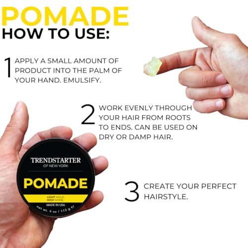 TRENDSTARTER Classic Pomade 4oz - Light Hold, High Shine, Water-Based