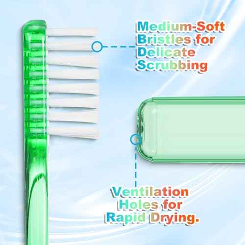 Travel Toothbrush - Folding Toothbrush, Transparent Foldable Handle, Soft Toothbrushes for Adults, Multicolor Pack of 5