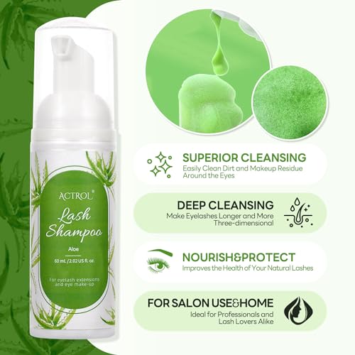 ACTROL Eyelash Extension Cleanser 60ML Aloe Foam Shampoo