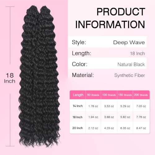 Feather Crochet Hair Deep Wave 18" Hand-Tied Extensions
