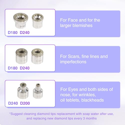 UNOISETION Diamond Dermabrasion Head, 6 PCS Dermabrasion Replacement Tips, Professional Microdermabrasion Accessories for Microdermabrasion Machine
