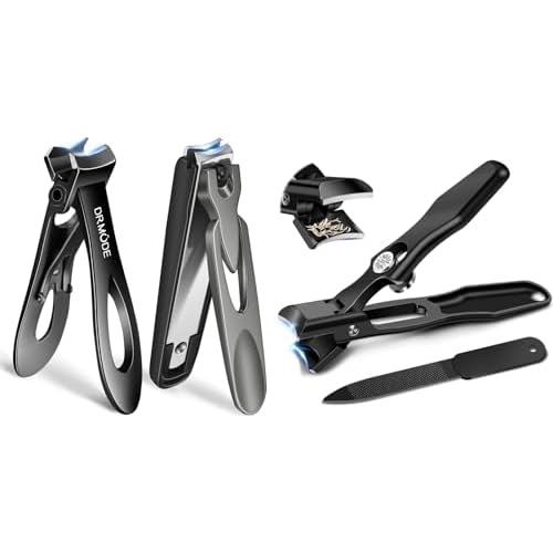 Nail Clippers for Men Thick Nails, Wide Jaw Opening Large Toenail Clippers for Seniors Thick Toenails with Catcher, Anti Splash Fingernail Clipper Nail Cutter with Catcher Long Handle