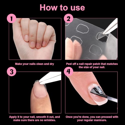 Veerlogix 1 Pack Clear Nail Repair Patches – 6 Sizes, Damaged Nail Fix Sheets