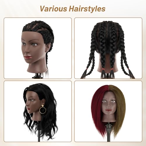 TwoWin 18-Inch Human Hair Mannequin Head for Hairdressing Practice - Variation E