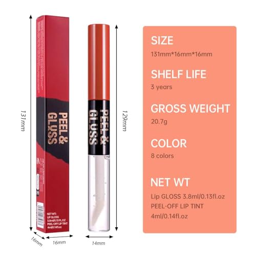 3-Pc Peel Off Lip Stain & Lip Oil 2-in-1 Dual-Ended Waterproof Tint