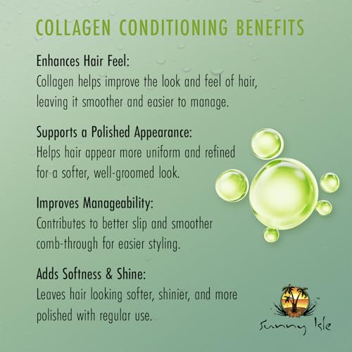 Sunny Isle Avocado & Collagen Curl Cream - Biotin, Jamaican Black Castor Oil, Lightweight - 16 oz