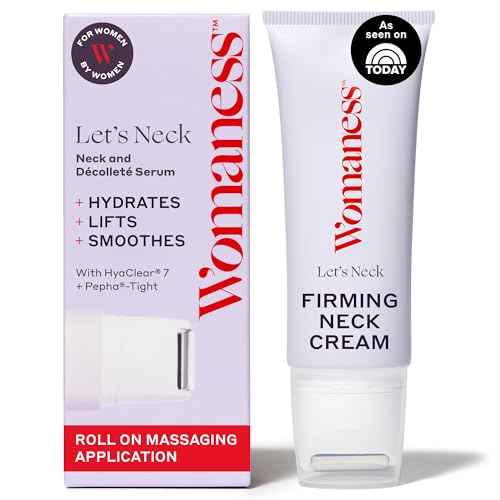 Womaness Let's Neck Firming Serum - Hydrates, Lifts, and Smoothes with Cooling & Massaging Roller Applicator - Cream for Women to Smooth Wrinkles & Tightening Sagging Skin - 50ml Roller