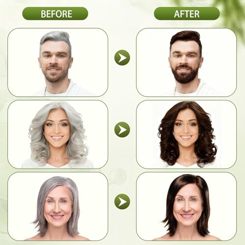 Dark Brown Hair Dye Shampoo for Gray Coverage - Herbal Formula