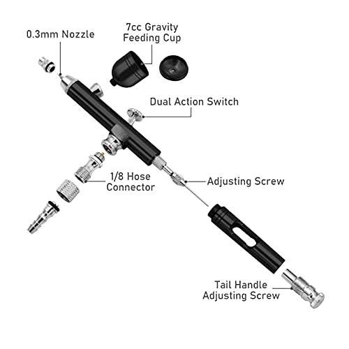 Pinkiou Airbrush Makeup Gun 0.3mm Dual Action Spray Pen