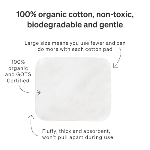 Love Noobs Organic Baby Cotton Pads 60 Ct XL Lint-Free Reusable Wipes