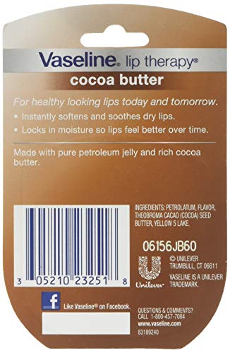 Vaseline Lip Therapy Cocoa Butter.25 oz (Pack of 8)