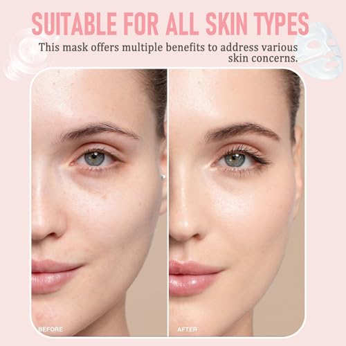 5 Pack Bio-Collagen Face Mask, Collagen Face Mask Overnight, Hydrating Hydrogel Facial, Deeply Hydrates, Minimizes Pores, And Enhances Elasticity