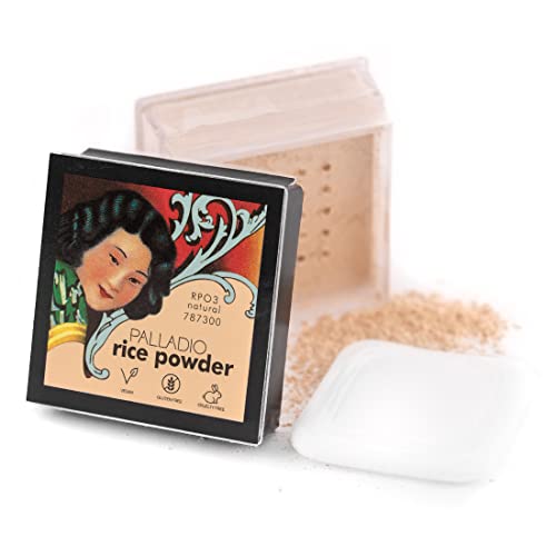 Palladio Rice Powder, Natural, Loose Setting Powder, Absorbs Oil, Leaves Face Looking and Feeling Smooth, Helps Makeup Last Longer For a Flawless, Fresh Look