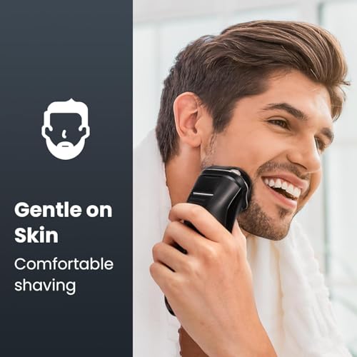 Electric Razor for Men Cordless: Wet/Dry Rotary Shaver Waterproof - USB Fast Charging & Sensitive Skin Care - Pop up Trimmer & Precision Blades Upgraded Silver-Black