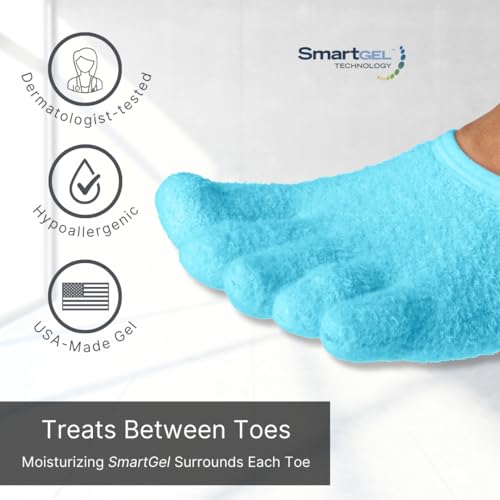 NatraCure 5-Toe Gel Lined Moisturizing Socks for Dry Feet & Heels - Large