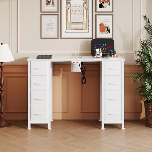 DrawXynth Nail Desk with Electric Dust Collector & 8 Drawers