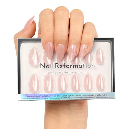 Soft Pink Almond Press-On Nails - 32 Piece Salon Quality Kit