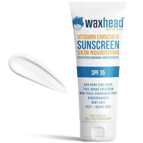 Waxhead Non-Nano Zinc Oxide Sunscreen, EWG Sunscreen with Zinc Oxide for Face + Body, Mineral Natural Non-Toxic Pure Sunblock, Biodegradable Cream Lotion Sun Block, Tattoo, Eczema Vitamin D + E (4oz)