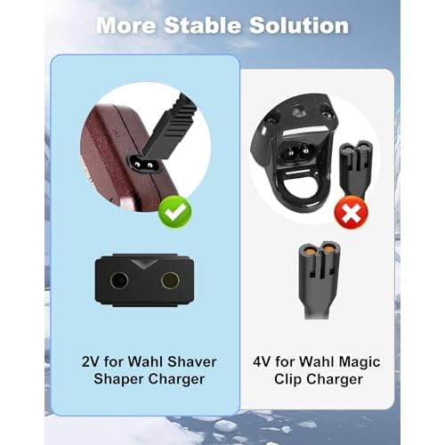 WUKUR 2V Shaver Charger Compatible with Wahl 8061, 8786, 8163, 7367, 7357, 7353, 7029, 7060, 7035, 7339, 7356 5-Star Series Clipper Trimmer