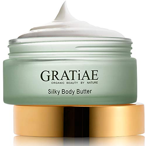 Gratiae Organic Beauty by Nature Silky Body Butter with Shea Butter ? Moisturizing Body Cream, Almond & Vanilla, 5.95 fl oz