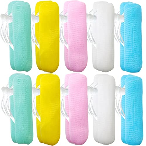 GXXMEI 20PCS Exfoliating Mesh Soap Pouch Mesh Soap Saver Bag Bubble Foam Net for Body Facial Cleaning Tool, 5 Colors