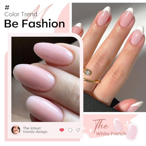 Modelones Gel Nail Polish Set 2 Colors 15ml French Manicure Kit White Nude Pink