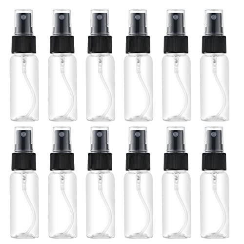 Clear 1oz Mini Travel Spray Bottles (12 Pack) - BPA-Free Plastic, Fine Mist