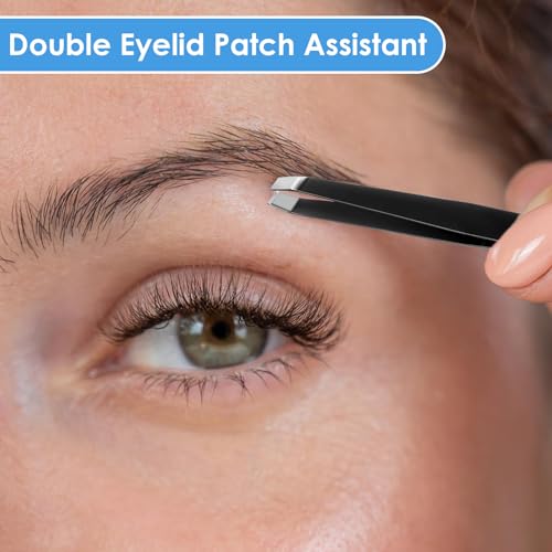 48 Pieces Eyebrow Tweezers Bulk Stainless Steel Slanted Tip Precision Tweezers for Facial Hair, Blackhead and Tick Remover, Men and Women Professional