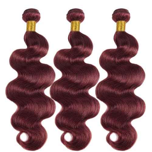 Burgundy Bundles Human Hair 12A 100% Brazilian Raw Human Hair Bundles Quick Weave Double Weft Natural Black for Women Hair Extensions(24Inch)