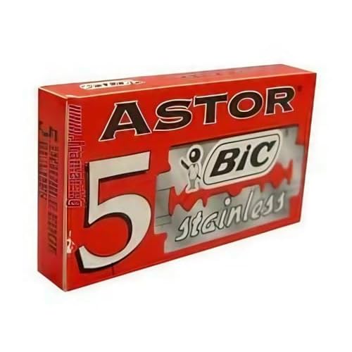 100 BIC ASTOR Platinum Stainless Steel Double Edge Safety Razor Blades with Chromium Polymer Coated Edges for a Close Shave