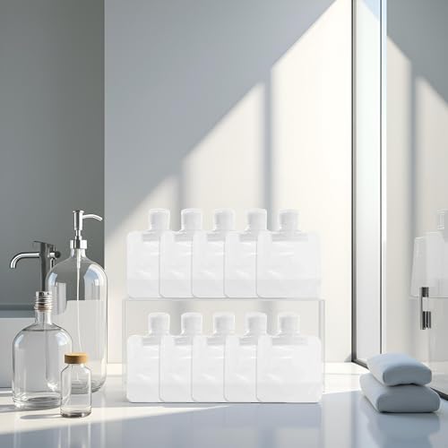 10Pcs Travel Squeeze Pouches 30ml Clear Refillable