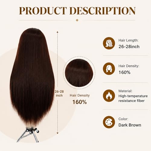 28" Mannequin Head with Hair & Clamp for Styling Practice