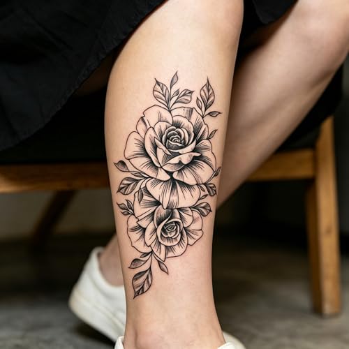 Waterproof Temporary Tattoos - 2 Sheet Kit with Floral Design