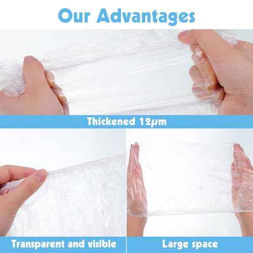 300 Pcs Disposable Shower Caps, 20.5In Large Plastic Bath Caps for Hair Treatment, Spa, Home, Kitchen, Hotel, Travel
